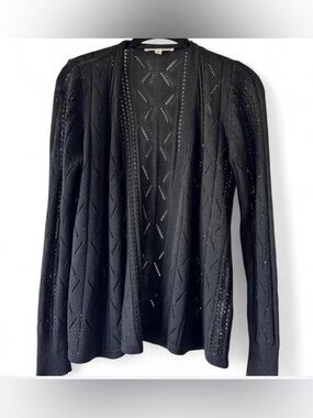 Black Open-Front Knit Sweater Cardigan